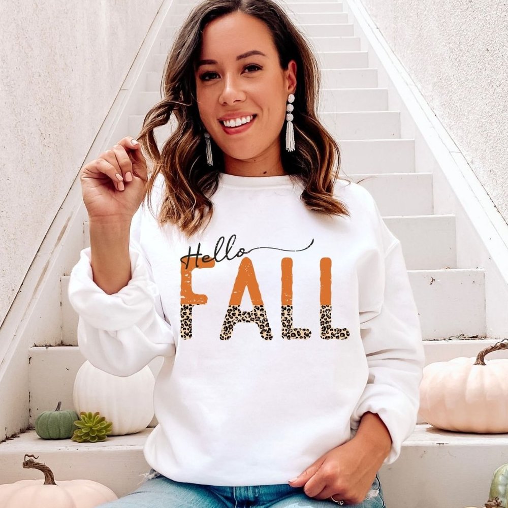 Womens Hello Fall Graphic Sweatshirt Unisex Fit